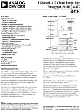 AD7734. 4-Channel, ±10 V Input Range, 24-Bit Sigma-Delta A/D Converter