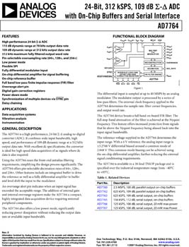 AD7764. 24-Bit, 312 kSPS, 109 dB Sigma Delta ADC with On-Chip Buffers and Serial Interface