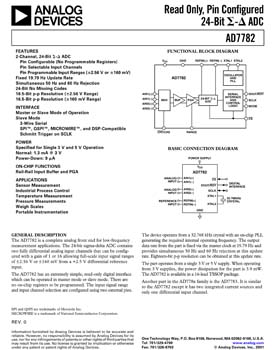 AD7782. 2-Channel, Read-Only, Pin-Configured, 24-bit Sigma-Delta ADC