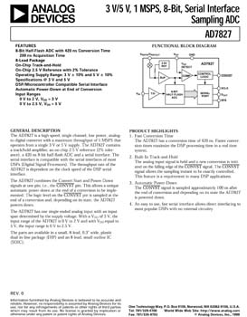 AD7827. 3/5V, 1 MSPS, 8-Bit, Serial Interface Sampling ADC