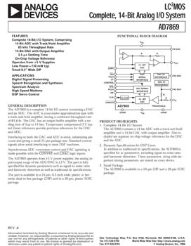 AD7869. CMOS, Complete 14-Bit Analog I/O System