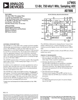 AD7886. LC2MOS 12-Bit, 750 kHz/1 MHz, Sampling ADC