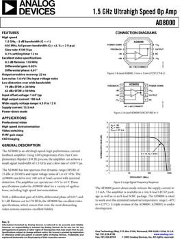 AD8000. 1.5 GHz, Ultra-High Speed Op Amp with Power-Down