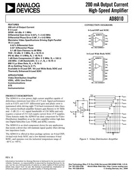 AD8010. Low Power, High Current Distribution Amplifier