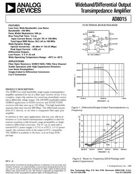 AD8015. 155 Mbps Transimpedance Amplifier