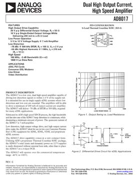 AD8017. Low Cost, High Output Current, High Output Voltage Line Driver