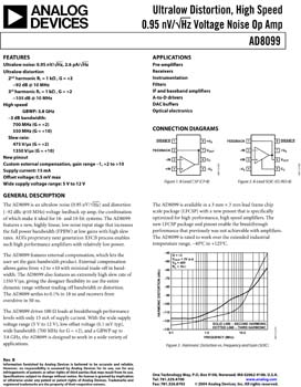 AD8099. Unprecedented Low Noise and Low Distortion High Speed Op-Amp