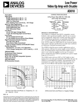 AD810. Low Power Video Op Amp with Disable