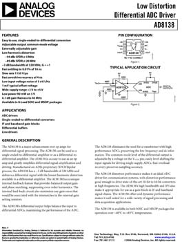 AD8138. Low Distortion Differential ADC Driver