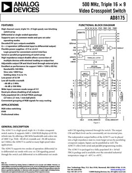 AD8175. 500 MHz, Triple 16 x 9 Video Crosspoint Switch