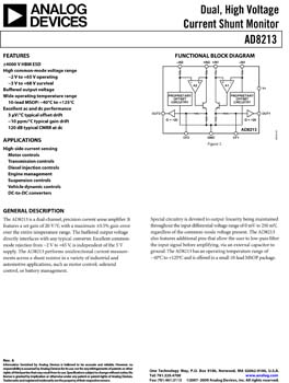 AD8213. Dual, High Voltage Current Shunt Monitor