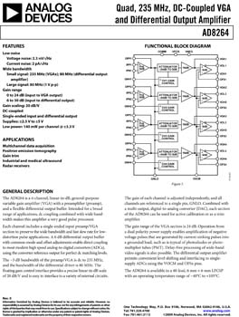 AD8264. Quad, 235 MHz, DC Coupled VGA and Differential Output Amplifier