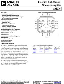 AD8270. Precision Dual-Channel, Difference Amplifier