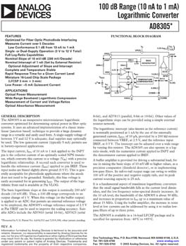 AD8305. 100 dB-range (10nA-1mA) Logarithmic Converter