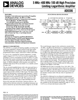 AD8306. 5 - 400 MHz, 100 dB High Precision Limiting - Logarithmic Amplifier