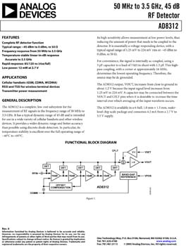 AD8312. 50 MHz to 3.5 GHz, 45 dB RF Log Detector