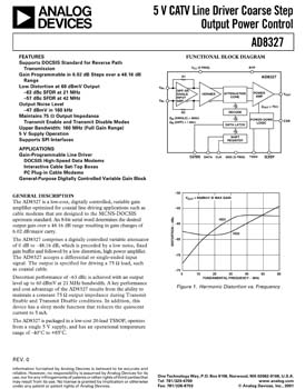 AD8327. 5 V CATV Line Driver Coarse Step Output Power Control