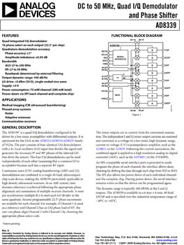 AD8339. DC to 50 MHz, Quad I/Q Demodulator and Phase Shifter