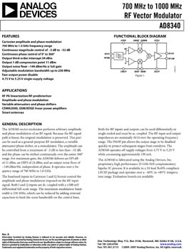 AD8340. 700 MHz to 1000 MHz RF Vector Modulator