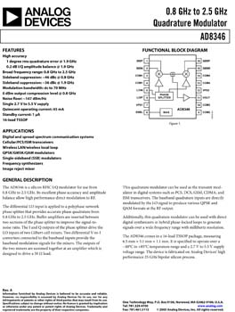 AD8346. 2.5 GHz Direct Conversion Quadrature Modulator