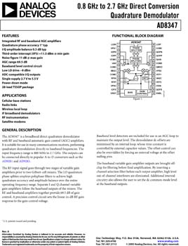 AD8347. 800 MHz to 2.7 GHz RF / IF Quadrature Demodulator