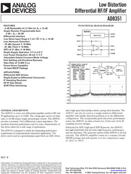AD8351. Low Distortion Fully Differential RF / IF Amplifier