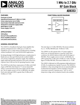 AD8353. 1 MHz to 2.7 GHz RF Gain Block