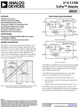 AD8361. 2.5 GHz TruPwr(tm) Detector