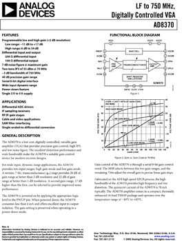 AD8370. 750MHz Digitally Controlled Variable Gain Amplifier