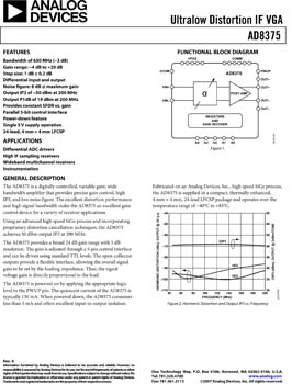 AD8375. Ultralow Distortion IF VGA