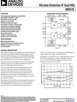 AD8376. Ultralow Distortion IF Dual VGA