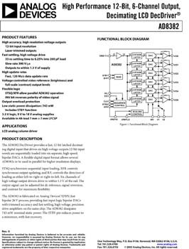 AD8382. High Performance 12-Bit, 6-Channel Output, Decimating LCD DecDriver(r)
