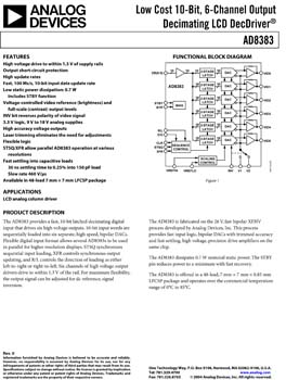 AD8383. Low Cost 10-Bit, 6-Channel Output Decimating LCD DecDriver(r)