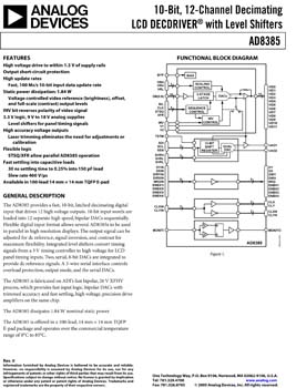 AD8385. 10-Bit, 12-Channel Decimating LCD DECDRIVER(r) with Level Shifters