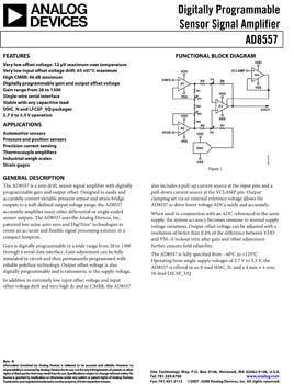 AD8557. Digitally Programmable Sensor Signal Amplifier