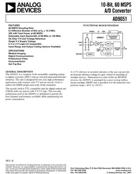 AD9051. 10-Bit, 60 MSPS A/D Converter