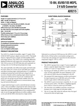 AD9215. 10-Bit, 65/80/105 MSPS 3 V A/D Converter