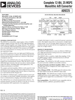 AD9225. 12-Bit , 25 MSPS Monolithic A/D Converter