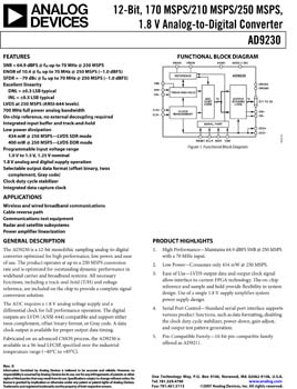 AD9230. 12-Bit, 170 MSPS/210 MSPS/250 MSPS, 1.8 V Analog-to-Digital Converter