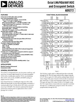 AD9272. Octal LNA/VGA/AAF/ADC and Crosspoint Switch