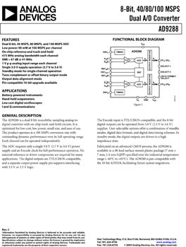 AD9288. 8-Bit, 40/80/100 MSPS Dual A/D Converter