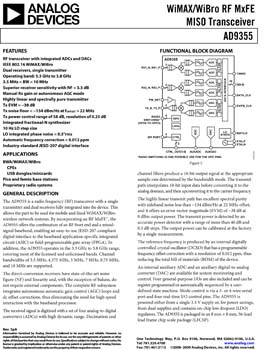 AD9355. WiMAX RF MxFE(tm) MISO Transceiver
