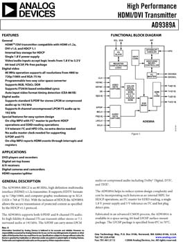 AD9389A. High Performance HDMI/DVI Transmitter
