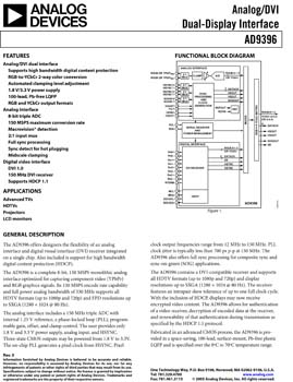 AD9396. Analog/DVI Dual-Display Interface