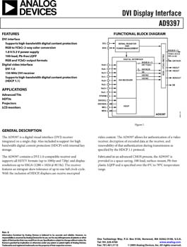 AD9397. DVI Display Interface 