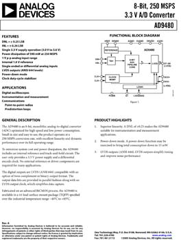 AD9480. 8-Bit, 250 MSPS, 3.3 V A/D Converter