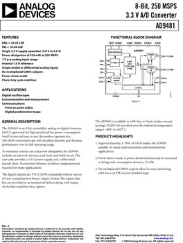 AD9481. 8-Bit, 250 MSPS, 3.3 V A/D Converter