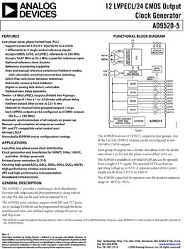 AD9520-5. 12 LVPECL/24 CMOS Output Clock Generator 