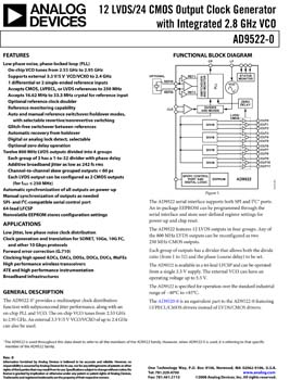 AD9522-0. 12 LVDS/24 CMOS Output Clock Generator with Integrated 2.8 GHz VCO