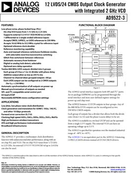 AD9522-3. 12 LVDS/24 CMOS Output Clock Generator with Integrated 2 GHz VCO
